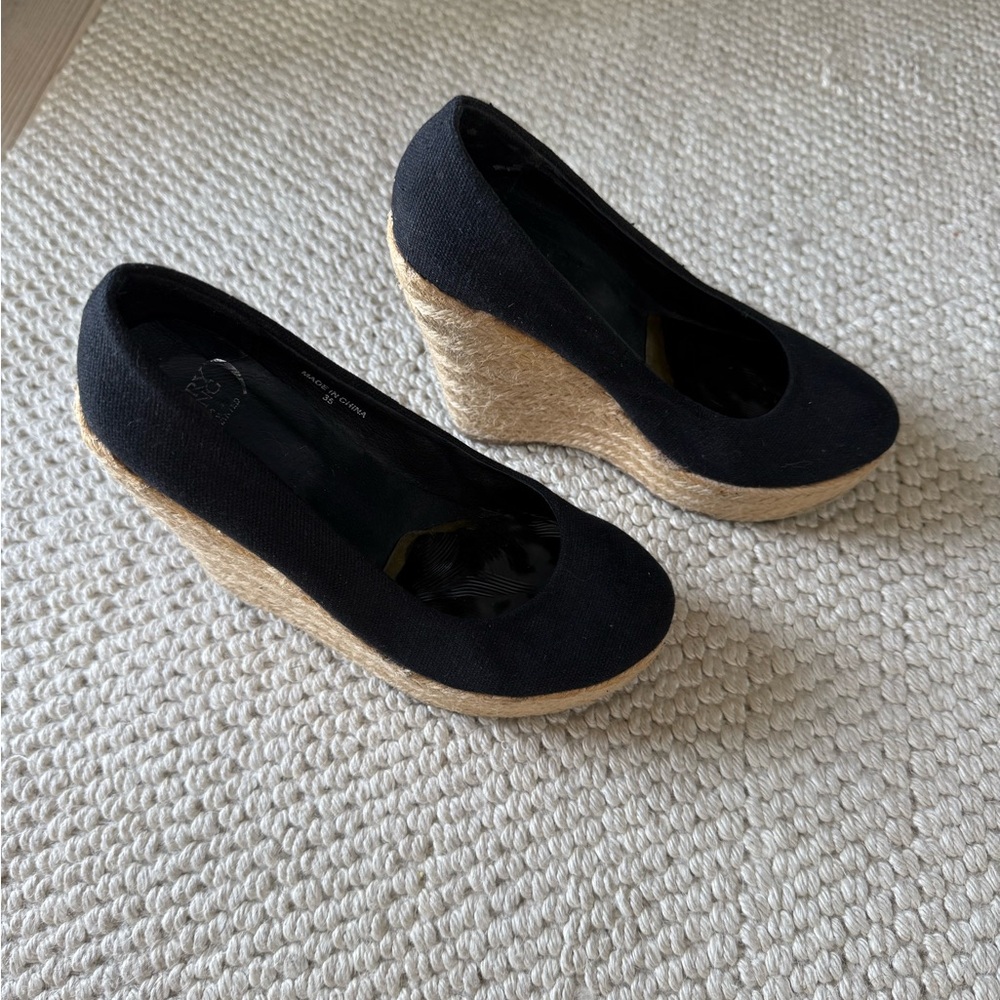 Black Wedge Espadrilles
